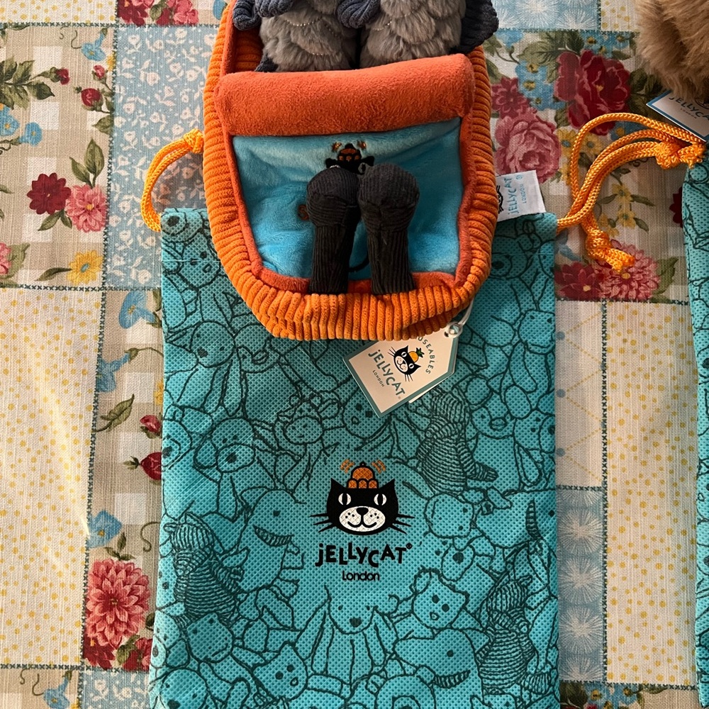 Jellycat Plush Bag - Orange and Blue